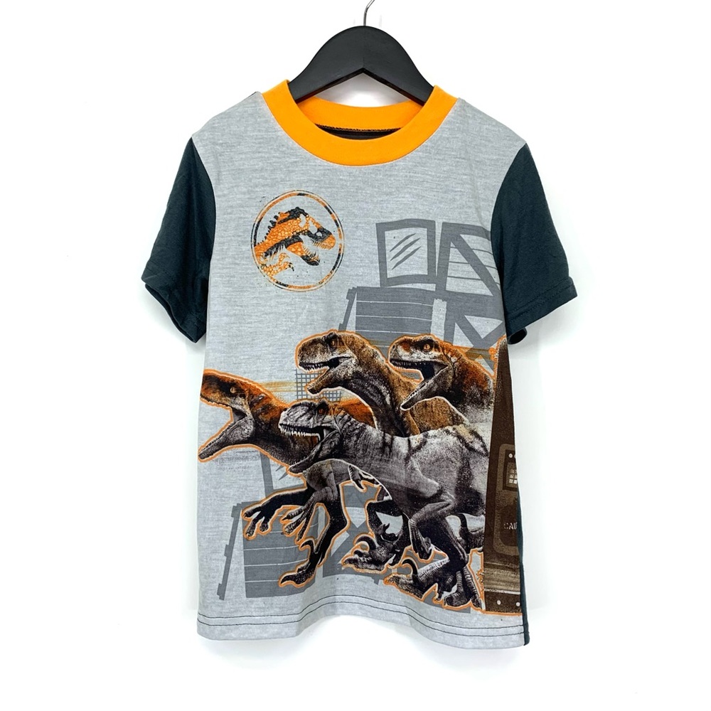 Jurassic World Dominion Gray Short Sleeve Crewneck Pajama Tee Boys Size XS 4/5